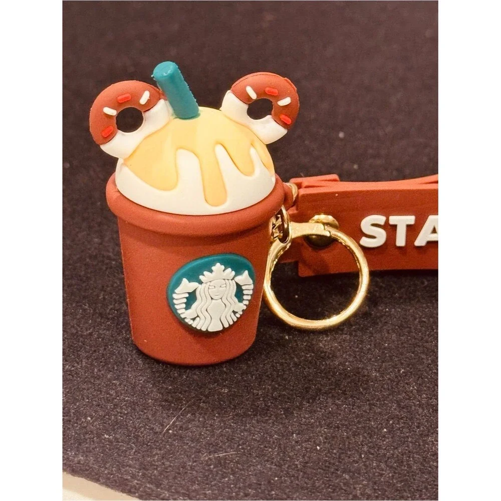 3D Mouse Donut Coffee Cup Keychain Bag Charm Silicone Wristlet Strap Gift NIP